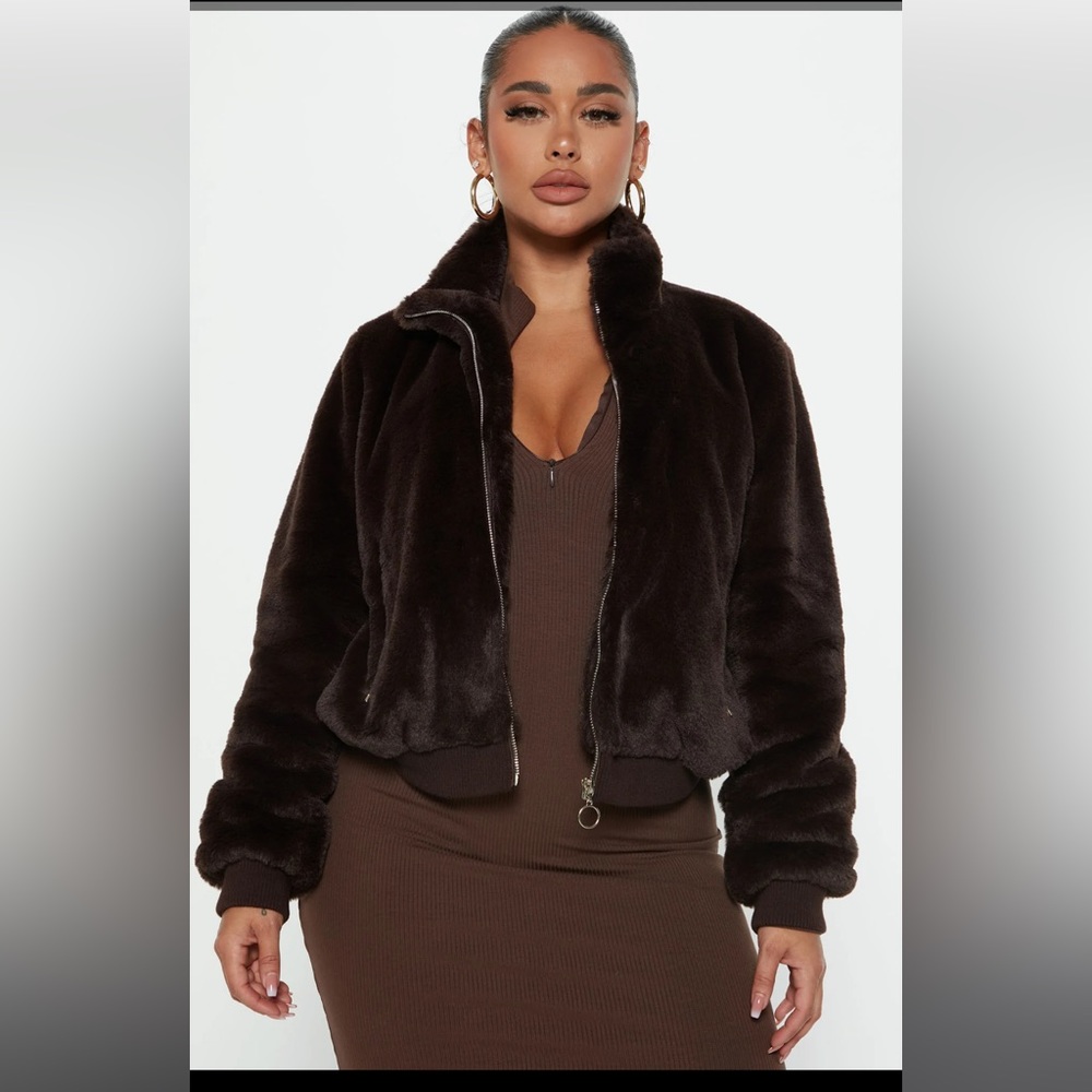 Faux fur bomber jacket